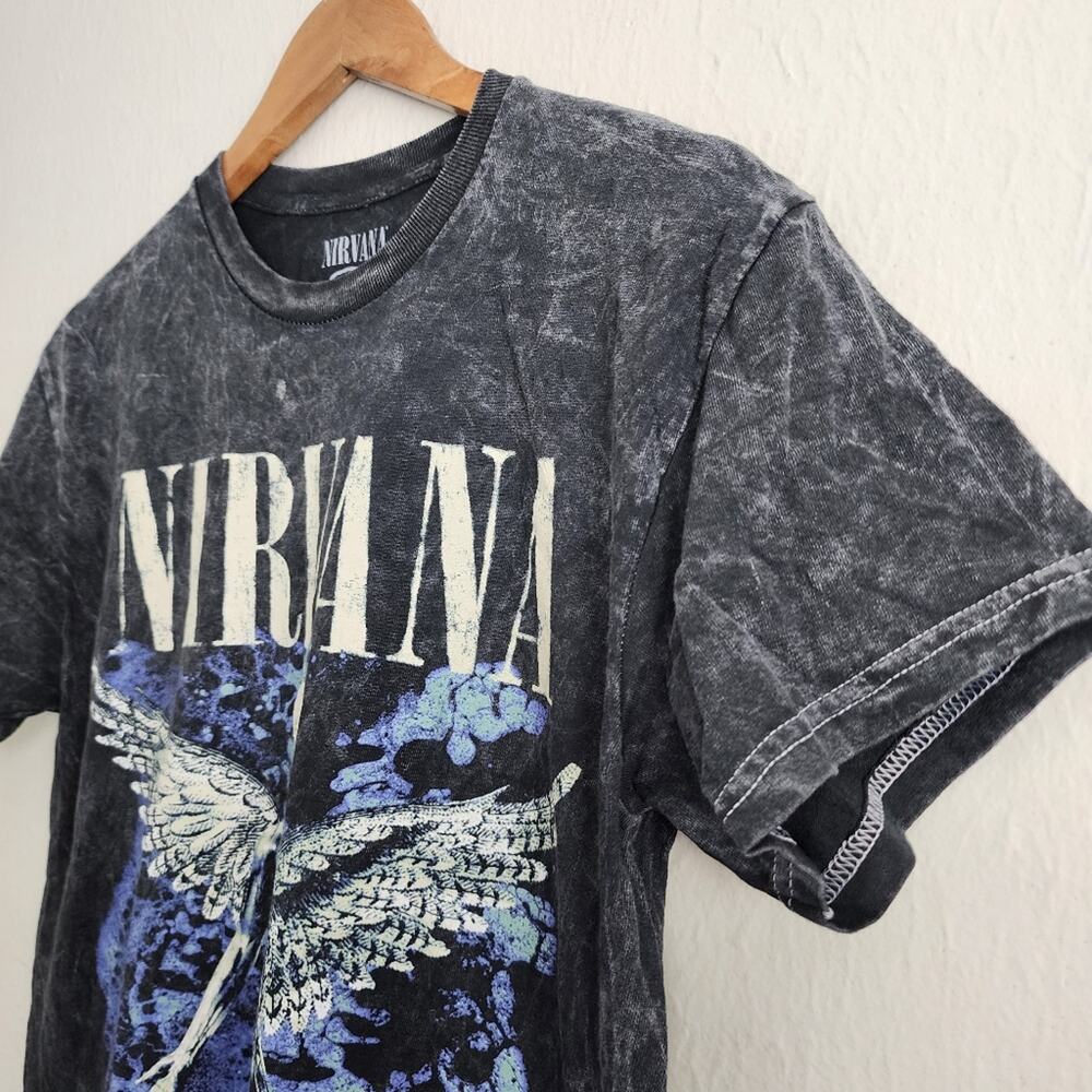 Nirvana Official Graphic T-Shirt Black Acid Wash Tie Dye Band Tee Medium NEW - Picture 4 of 8